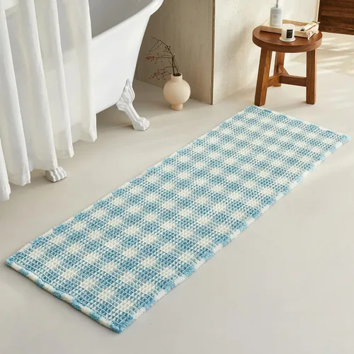 Miniatura 10 de TYUU Tapete de baño estilo gofre, tapete de baño bohemio, antideslizante, lavable, súper absorbente, de secado rápido, bonito tapete de baño