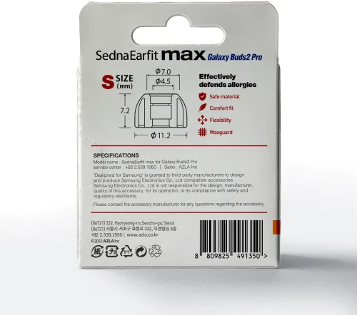 Miniatura 4 de AZLA SednaEarfit MAX para Galaxy Buds 2 Pro (S), puntas de auriculares para auriculares inalámbricos, puntas de repuesto de auriculares