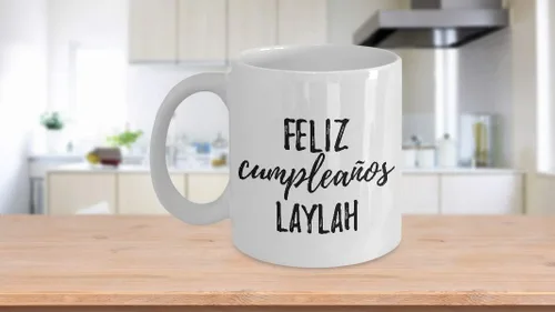 Miniatura 3 de Feliz Cumpleanos Laylah Mug Spanish Happy Birthday Personalized Name Gift Coffee Tea Cup 11 oz