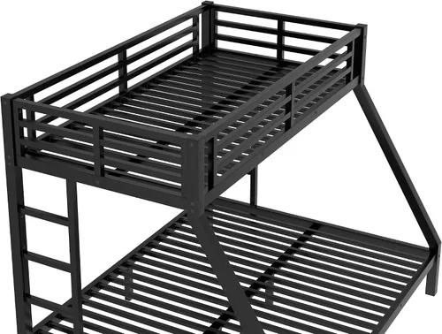 Miniatura 8 de Bellemave - Litera de cama individual XL sobre queen de metal resistente para adultos, color negro