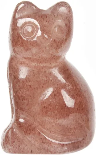 Miniatura 6 de Justinstones Escultura de gato tallada de cristal de cuarzo, estatua de gato de animal gatito de 1.181 in, mini figura de gato sentado de cristal