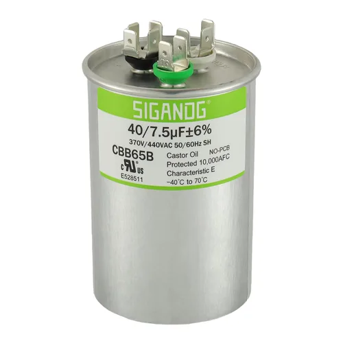 Miniatura 22 de 80/5 uF 80+5 MFD 370V o 440V CBB65 Capacitor Redondo de Arranque de Doble Funcionamiento 80 5 uF MFD 370 440 Voltios VAC para Condensador