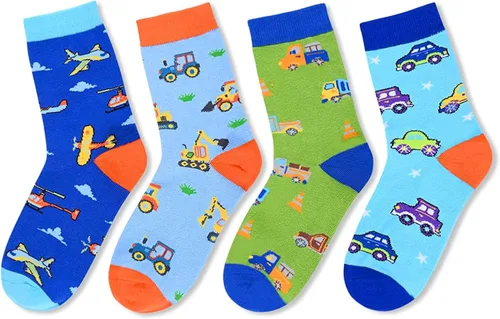 Miniatura 3 de HAPPYPOP Calcetines a la pantorrilla para niños diseño de tiburón loco diseño espacial deportes animales comida