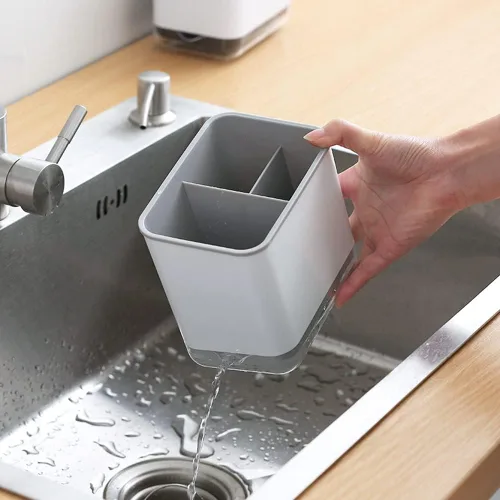 Miniatura 6 de KeFanta Organizador de Fregadero para Encimera, Portaesponjas para Fregadero de Cocina, Soporte para Esponja y Cepillo de Platos, Organizador