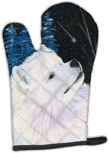 Caroline's Treasures SS8376OVMT - Manopla de horno Samoyedo de noche estrellada, resistente al calor, grueso para sartenes calientes y horno, guante