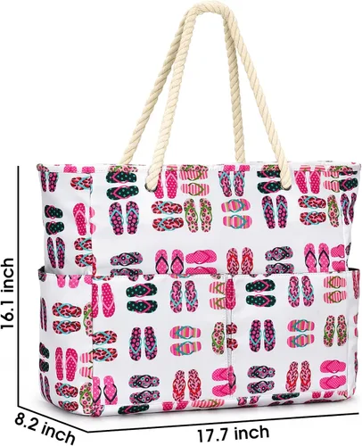 Miniatura 5 de oscaurt Bolsas de playa para mujer, bolsa de playa impermeable a prueba de arena, bolsa de playa de gran capacidad con bolsillo para ropa húmeda