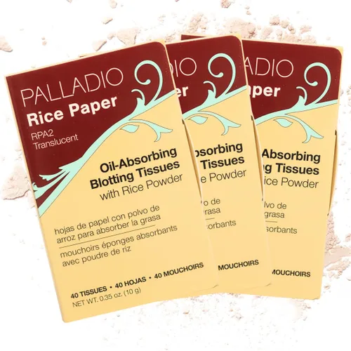 Miniatura 12 de Palladio Papel de arroz facial para piel grasa, hojas de secado facial hechas de arroz natural, papel absorbente de aceite con polvo de arroz, 2