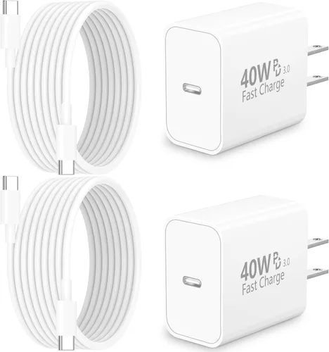 Miniatura 11 de [Certificado MFi de Apple] Cargador para iPhone 17 de carga rápida, Linocell 4 unidades de 60 W, cargador USB C de doble puerto, adaptador de Blanco