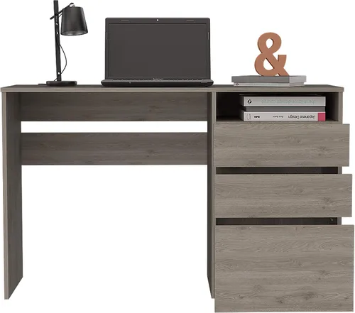 Miniatura 10 de FM FURNITURE Louisiana - Escritorio para computadora, con tres cajones, color negro wengué para oficina