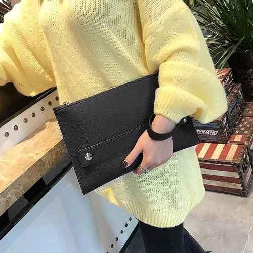 Miniatura 2 de Bolso de mano para mujer, de piel sintética, bolso grande de noche, con correa para la muñeca