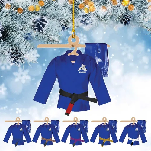 Miniatura 19 de Adorno personalizado de Jiu Jitsu, decoración de árbol de Navidad de artes marciales, regalo de recuerdo navideño BJJ para niños, adolescentes, On63