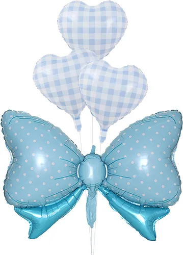 Miniatura 14 de Globo de papel de aluminio con forma de pajarita de 36 pulgadas, enorme globo azul con forma de moño para baby shower, boda, decoración de fiestas