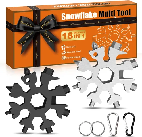 Miniatura 8 de Regalos navideños para hombres, multiherramienta de copo de nieve 18 en 1, regalos de elefante blanco para adultos, regalo de Navidad para hombres