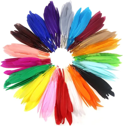 TOAOB - 250 plumas de ganso coloridas para manualidades de 4 a 6 pulgadas, plumas a granel para disfraces, joyas, boda, hogar, fiesta, decoración,