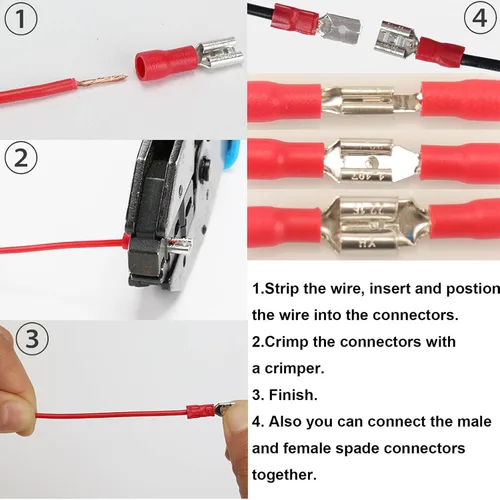 Miniatura 6 de Feggizuli - Kit de 330 piezas de conectores de crimpado, conectores macho y hembra de pala de 2.8mm, 4.8mm y 6.3mm, 15 tipos de terminales