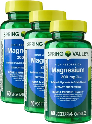 KP+ Magnesio 200 mg | Apoyo para dormir | Salud ósea y muscular | 60 cápsulas vegetarianas | Paquete de 3