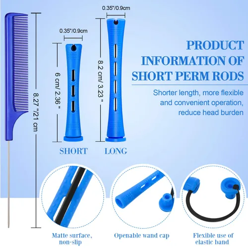 Miniatura 2 de 48 piezas de varillas para el cabello permanente, varillas cortas de onda fría, planchas de permanente de plástico, rulos para rizar el cabello