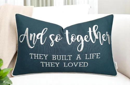 Miniatura 16 de Funda de Cojín Decorativo Romántico para Pareja, Sentimiento de Amor Bordado, Refranes Decorativos, Acento Lumbar - Decoración de Frases Acogedoras