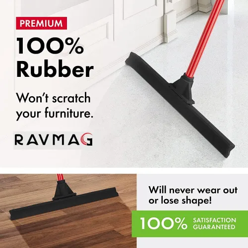 Miniatura 2 de Escobilla de goma resistente – Hoja grande de 18 pulgadas de ancho y mango largo de 55 pulgadas de largo para concreto, garaje y escoba de goma
