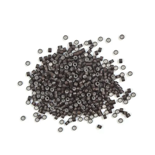 Miniatura 9 de 200 cuentas de oropel forradas de silicona de 0.157 in para extensiones de cabello (negro)