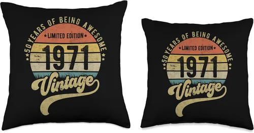 Miniatura 3 de Reto Vintage 50th Birthday, 1971 Limited edition 50 years Throw Pillow
