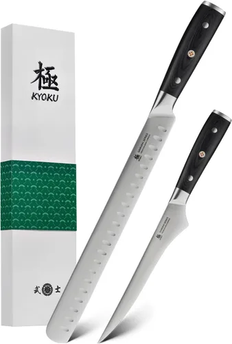 Miniatura 9 de KYOKU Samurai Series - Juego de 3 cuchillos de cocina de 6.5 pulgadas, cuchillo de deshuesar de 12 pulgadas, cuchillo de carnicero de 10 pulgadas