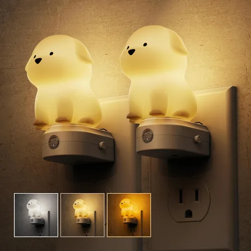 Miniatura 20 de L LOHAS LED - Luz nocturna enchufable para niños, luces nocturnas 3D de cachorros lindas con sensor de atardecer a amanecer, 1600K/2700K/5000K 3CCT