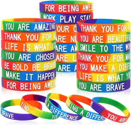 Miniatura 18 de JUNEBRUSHS 42 piezas de accesorios de concientización sobre el cáncer de mama, pulseras de silicona Esperanza Fe Fuerza Coraje, pulseras accesorios