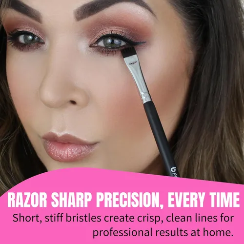 Miniatura 2 de Beauty Junkees Brocha plana para delineador de ojos – Brocha de maquillaje profesional de precisión para delineador de ojos afilados, modelado