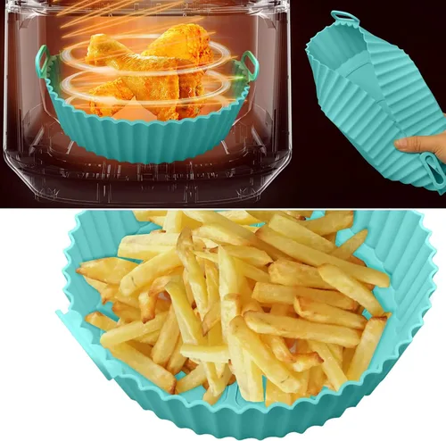 Miniatura 2 de AGSYFFD Sartén de silicona de silicona de 8.6 pulgadas, sartén de silicona para freidora de aire, sartén de silicona antiadherente, accesorios