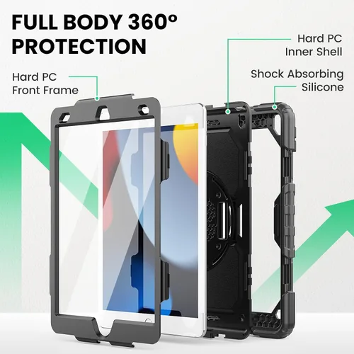 Miniatura 5 de SEYMAC Funda para iPad de 9ª/8ª/7ª Generación Estuche 10.2" 2021-2019, Funda Protectora de Cuerpo Completo Resistente a Prueba de Golpes de Servicio