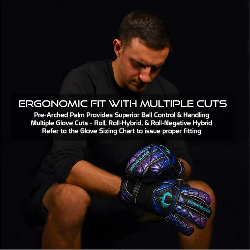 Miniatura 6 de Renegade GK Vortex - Guantes de portero con protector microbiano (tallas 6-11, 3 estilos, nivel 3) Hyper Grip de 3.5+0.118 in y súper malla