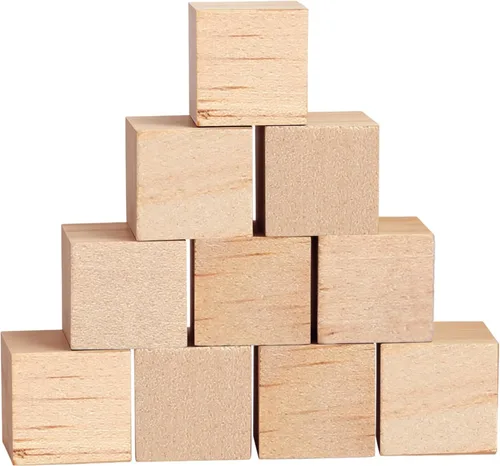 Miniatura 13 de Barydat 300 cubos de madera de 1 pulgada, bloques de madera sin terminar para manualidades, cubo cuadrado de madera natural en blanco para proyectos