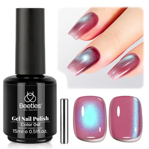 Miniatura 62 de Beetles - Esmalte de uñas de gel ultravioleta semipermanente sin HEMA de alto brillo para manicura francesa y arte de uñas, frasco a juego, blanco