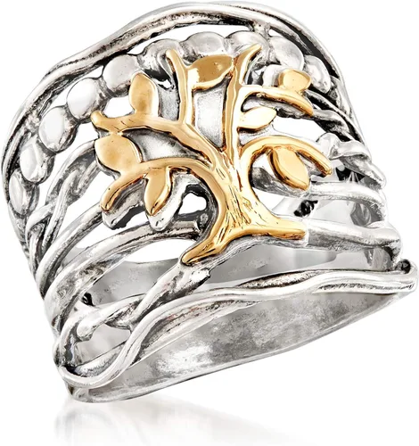 Miniatura 4 de Ross-Simons Anillo multifila de plata de ley y oro amarillo de 14 quilates