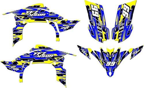Miniatura 7 de Kit de calcomanías gráficas Kalair GFX para Yamaha YFZ 450R (2009-2013) Serie Incision Azul 16 Mil - Kit de calcomanías y vinilos personalizados