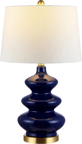 Safavieh Lighting Collection Brielle - Lámpara de mesa con mosaico azul marino de 28 pulgadas, para dormitorio, sala de estar, oficina, escritorio,