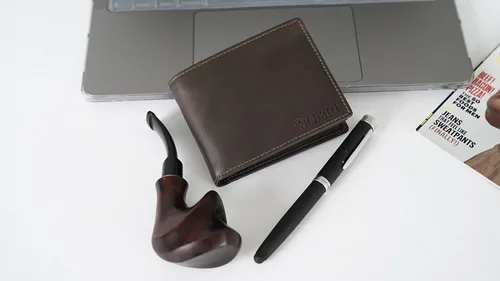 Miniatura 4 de Carteras personalizadas para hombres regalos personalizados para hombres cartera personalizada para hombres cuero de grano completo grabado