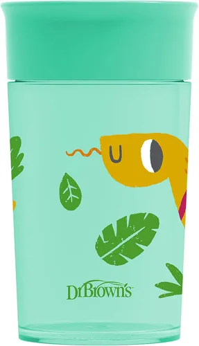 Miniatura 21 de Dr. Brown's Milestones Cheers 360 - Vaso de transición sin boquilla, apto para viajes y sin fugas, para bebés y niños pequeños, animales azul/verde