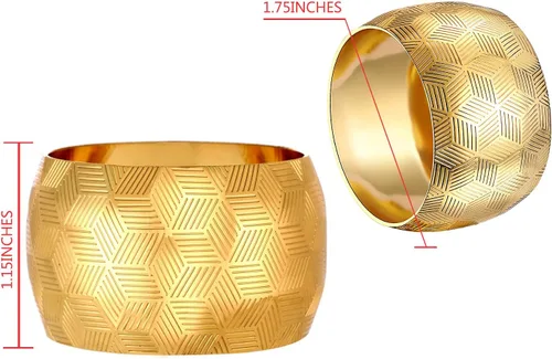 Miniatura 5 de Servilleteros redondos para mesa de comedor, fiestas, bodas, reuniones familiares, banquetes de Navidad, cenas, decoraciones (12 juegos dorados)