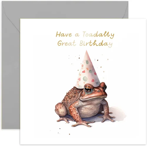 Old English Co. - Tarjeta de cumpleaños para ella, divertido sombrero de fiesta de sapo, regalo de cumpleaños para mamá, papá, hija, hijo, tarjeta