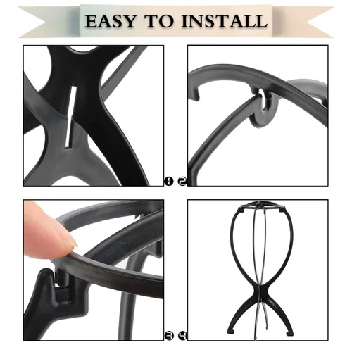 Miniatura 3 de DANSEE Paquete de 2 soportes cortos para pelucas, soporte de peluca para múltiples pelucas