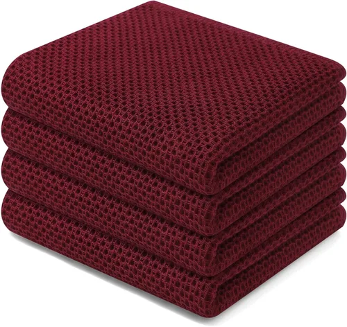 Miniatura 181 de Homaxy Paños de cocina de 100% algodón con tejido de gofre, ultra suaves, absorbentes, de secado rápido, 12 x 12 pulgadas, paquete de 6, amarillo
