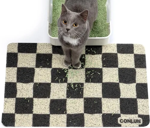 Conlun Alfombrilla para Arena de Gatos Alfombrilla Atrapa Arena, Alfombrilla Premium Duradera de PVC Linda para Caja de Arena de Gatos,