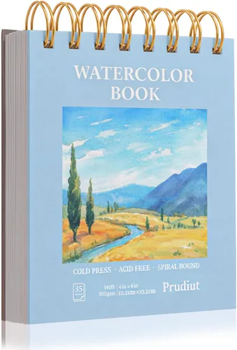 Miniatura 8 de 35 hojas de papel de acuarela de 9 x 12 pulgadas, 140 lb/300 GSM, papel de color de agua de prensa en frío, encuadernado en espiral, cuaderno