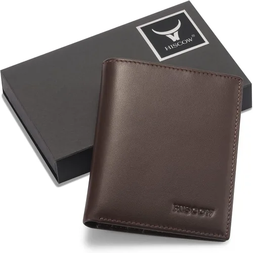 Miniatura 76 de HISCOW Billeteras plegables de cuero de grano completo para hombres, billetera minimalista delgada para hombre, regalos para papá, cumpleaños, día