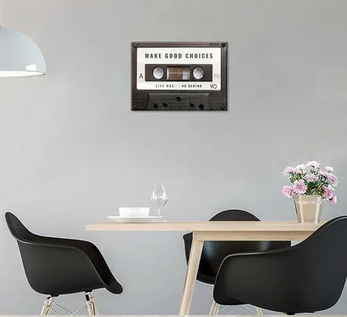 Miniatura 7 de Lienzo inspirador para la oficina, cuadro vintage de cinta de cassett, impresiones "Make Good Choices Life Has No Rewind", arte inspirador