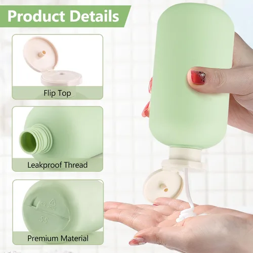Miniatura 3 de 5 botellas de plástico de 10.1 fl oz/10 oz para loción de viaje, recipientes recargables con tapa abatible para artículos de tocador, cremas