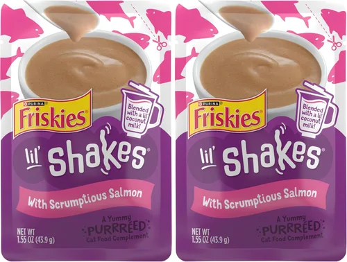 Miniatura 15 de Purina Friskies Complemento de Comida para Gatos en Puré, Lil' Shakes con Delicioso Salmón, Premios Lamibles para Gatos - (Paquete de 16) Bolsitas