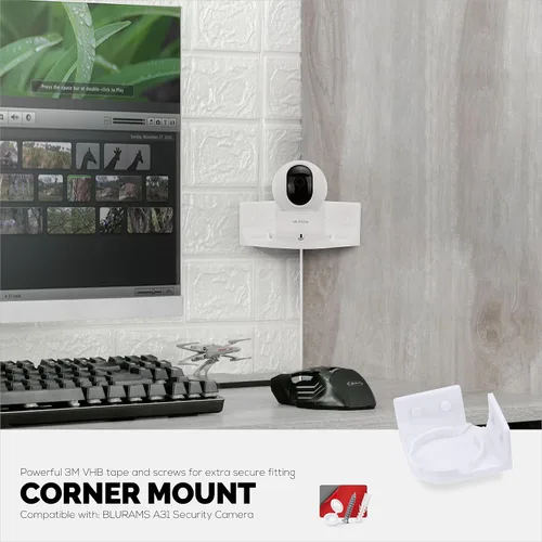Miniatura 4 de Soporte de pared de esquina para cámara de seguridad Blurams A31 2K, soporte adhesivo para cámara de seguridad, reduce los puntos ciegos